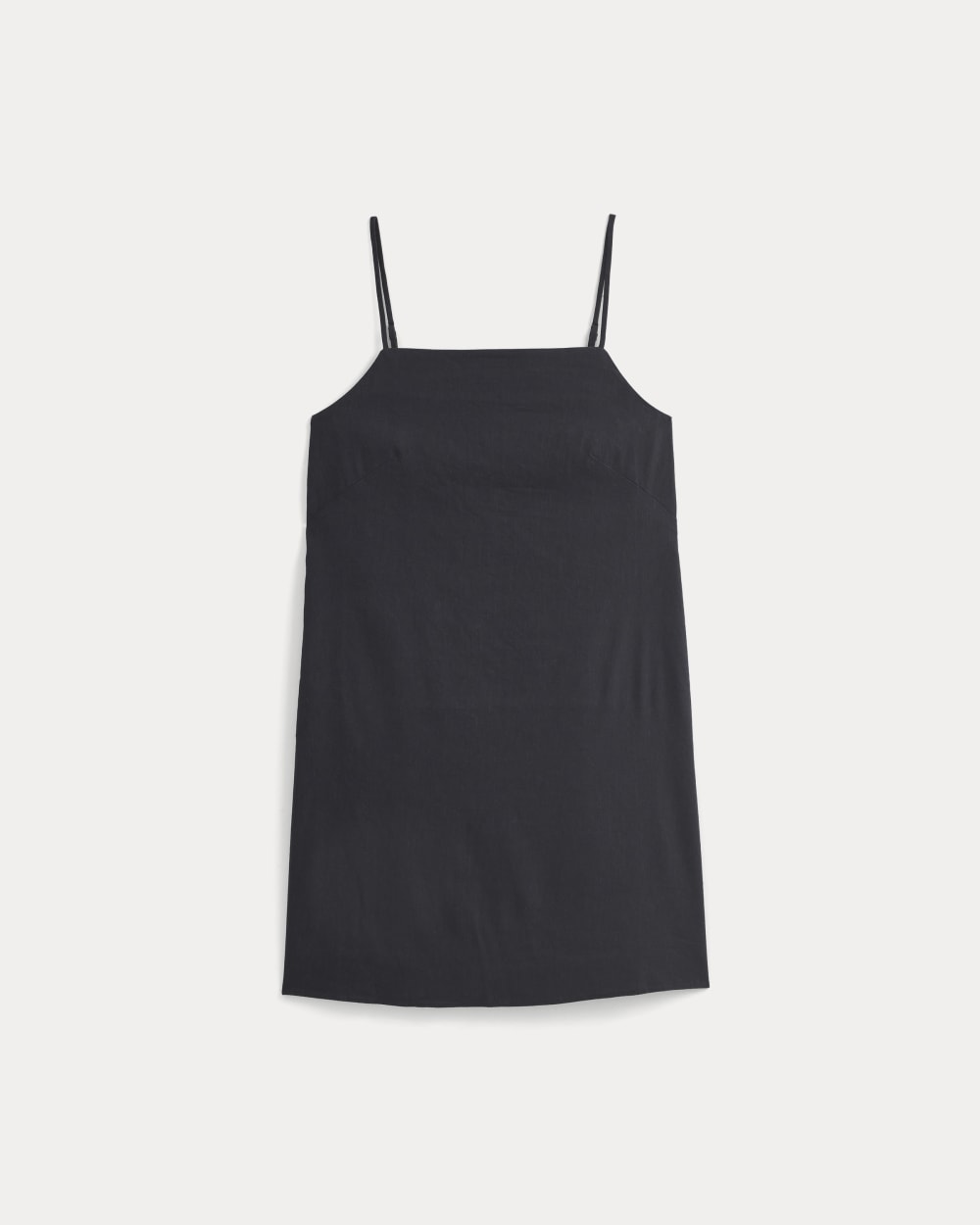 Mini Shift Dress in Stretch Linen | Black