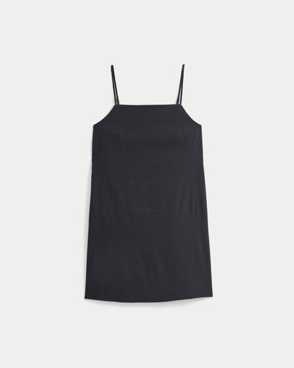 Mini Shift Dress in Stretch Linen | Black