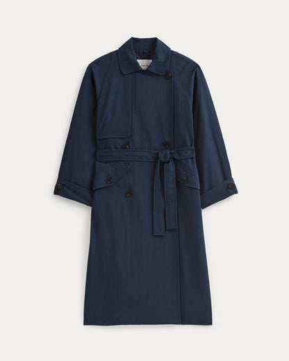 Drapey Twill Trench | Navy