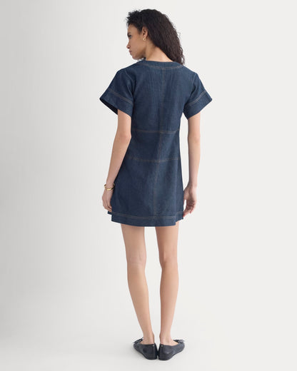 Denim Short-Sleeve Dress | Dark Indigo Rinse