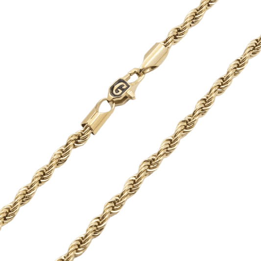 4mm Rope Chain in Yellow Gold