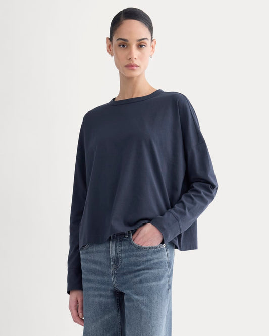 Oversized Boxy Crew in Essential Cotton | Deep Navy