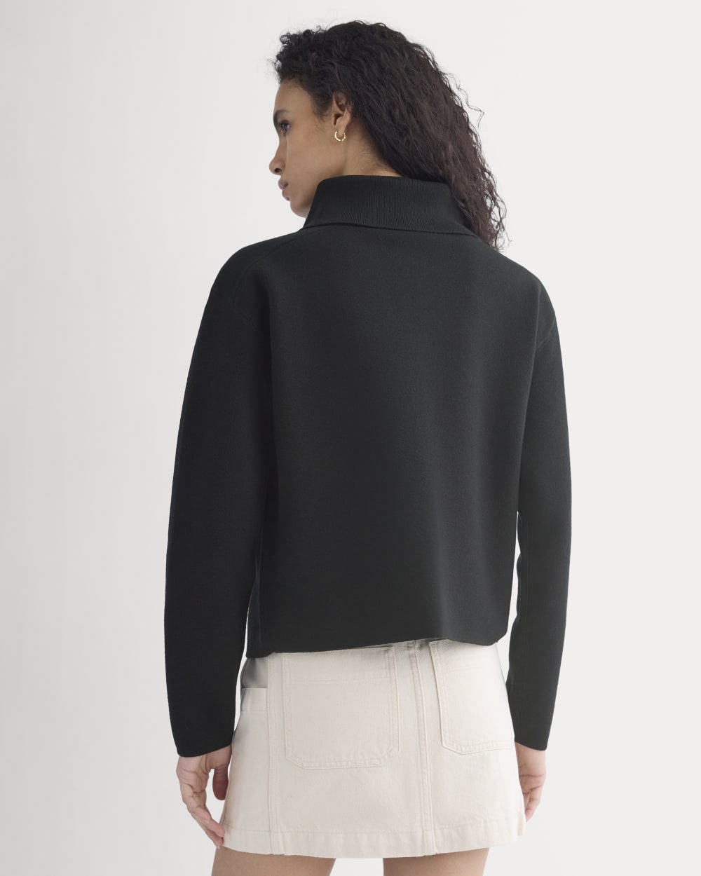 Double Knit Half-Zip in Cotton Merino | Black