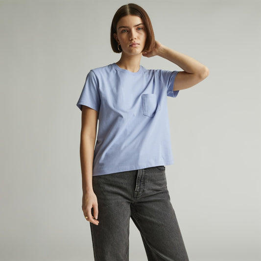 The Box-Cut Tee in Essential Cotton | Periwinkle | Pocket