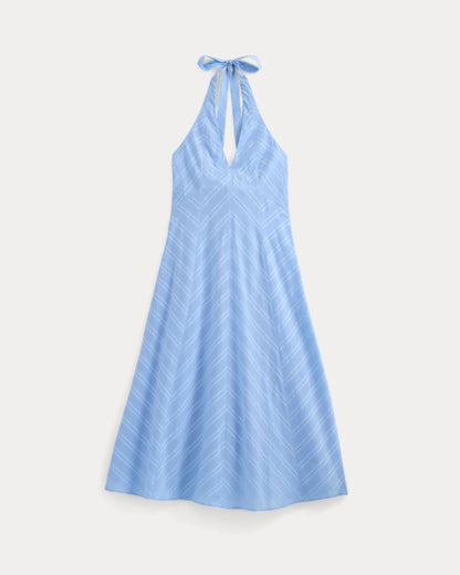 Textured Halter Midi Dress | Open Air Blue