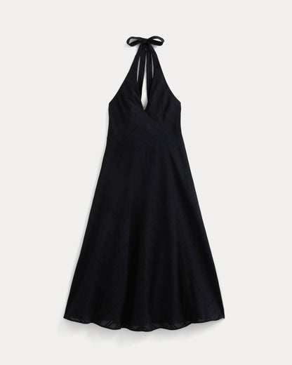 Textured Halter Midi Dress | Black