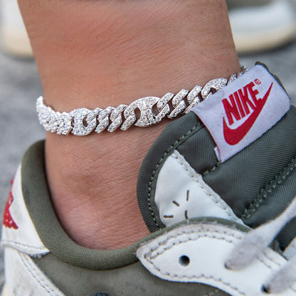 9MM Iced Mariner Cuban Anklet in White Gold
