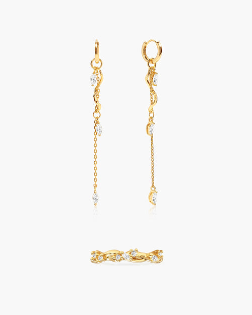 Aria Vine Drop Earrings & Moonlit Ivy Ring Set