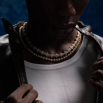 Cloister Link Chain + Iced Ball Chain Bundle in Yellow Gold