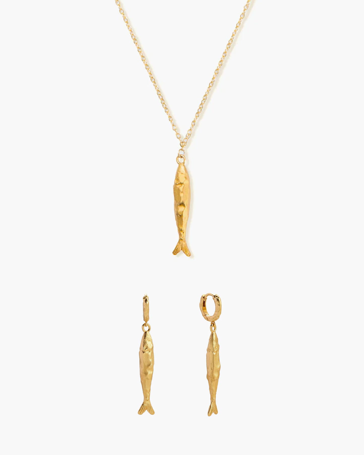 Anchovy Necklace & Earrings Set in Silver