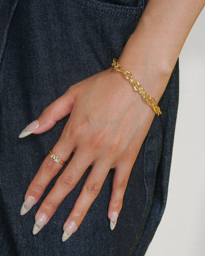 Molten Dual Chain Bracelet in Gold