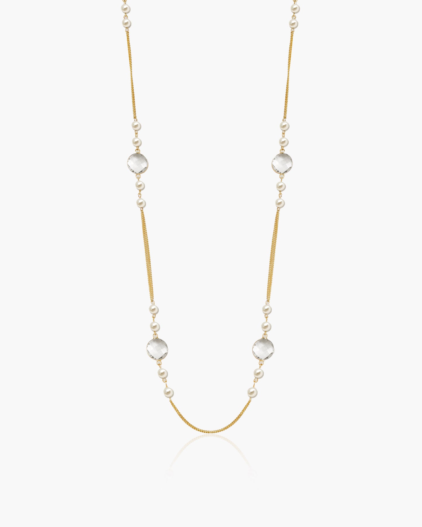 Pearl Cascade Long Station Necklace