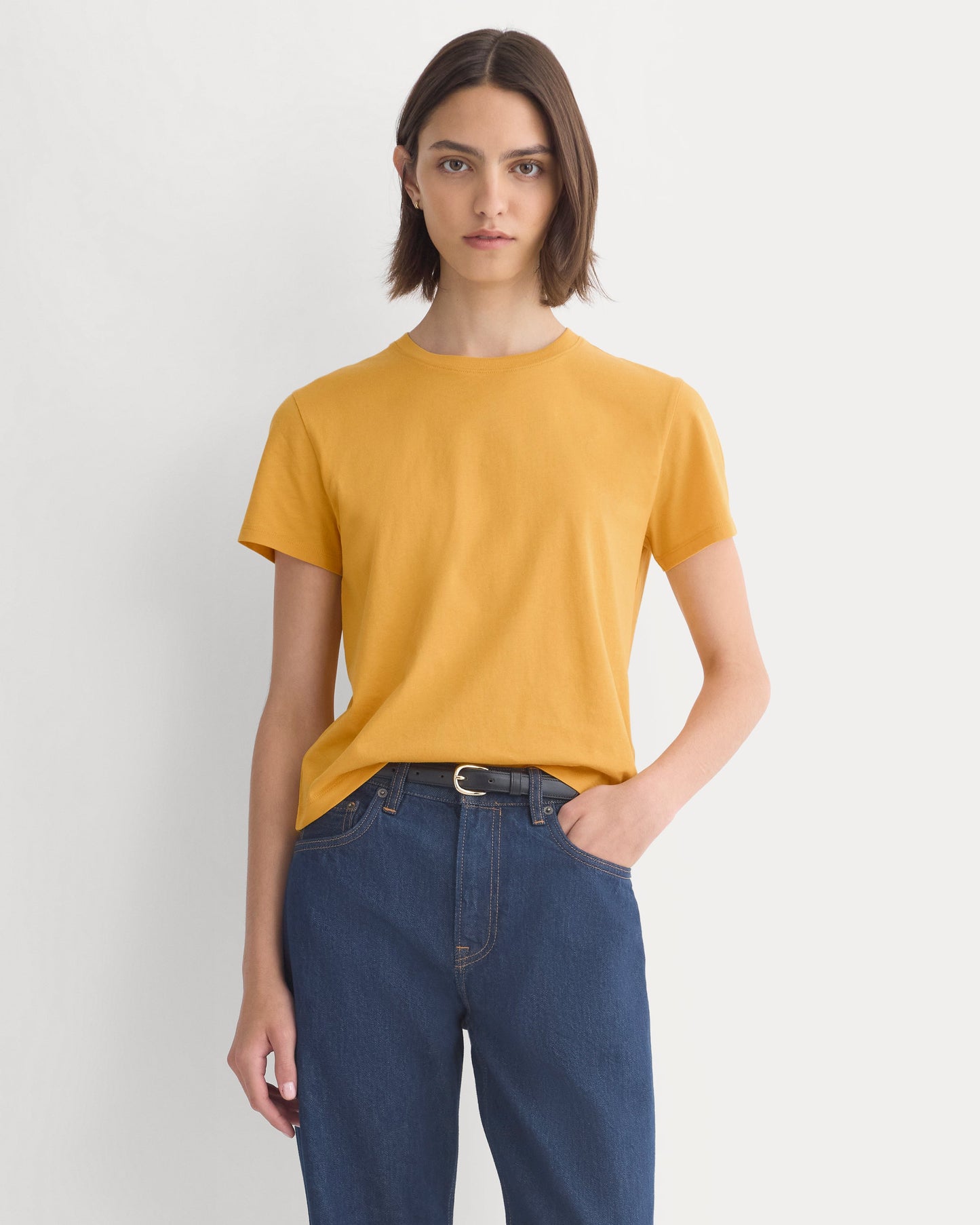 The Box-Cut Tee in Essential Cotton | Golden Glow | No Pocket