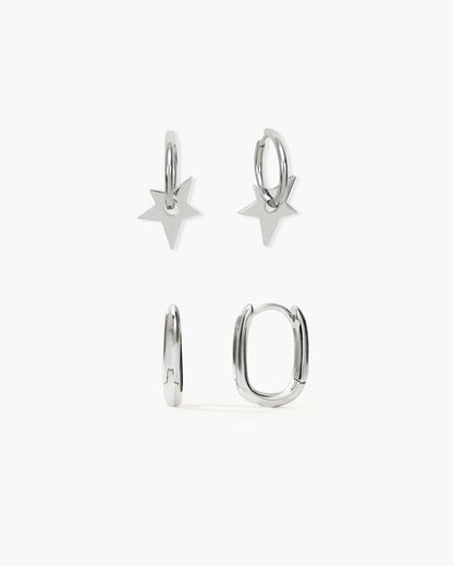 Star & Link Earrings Set
