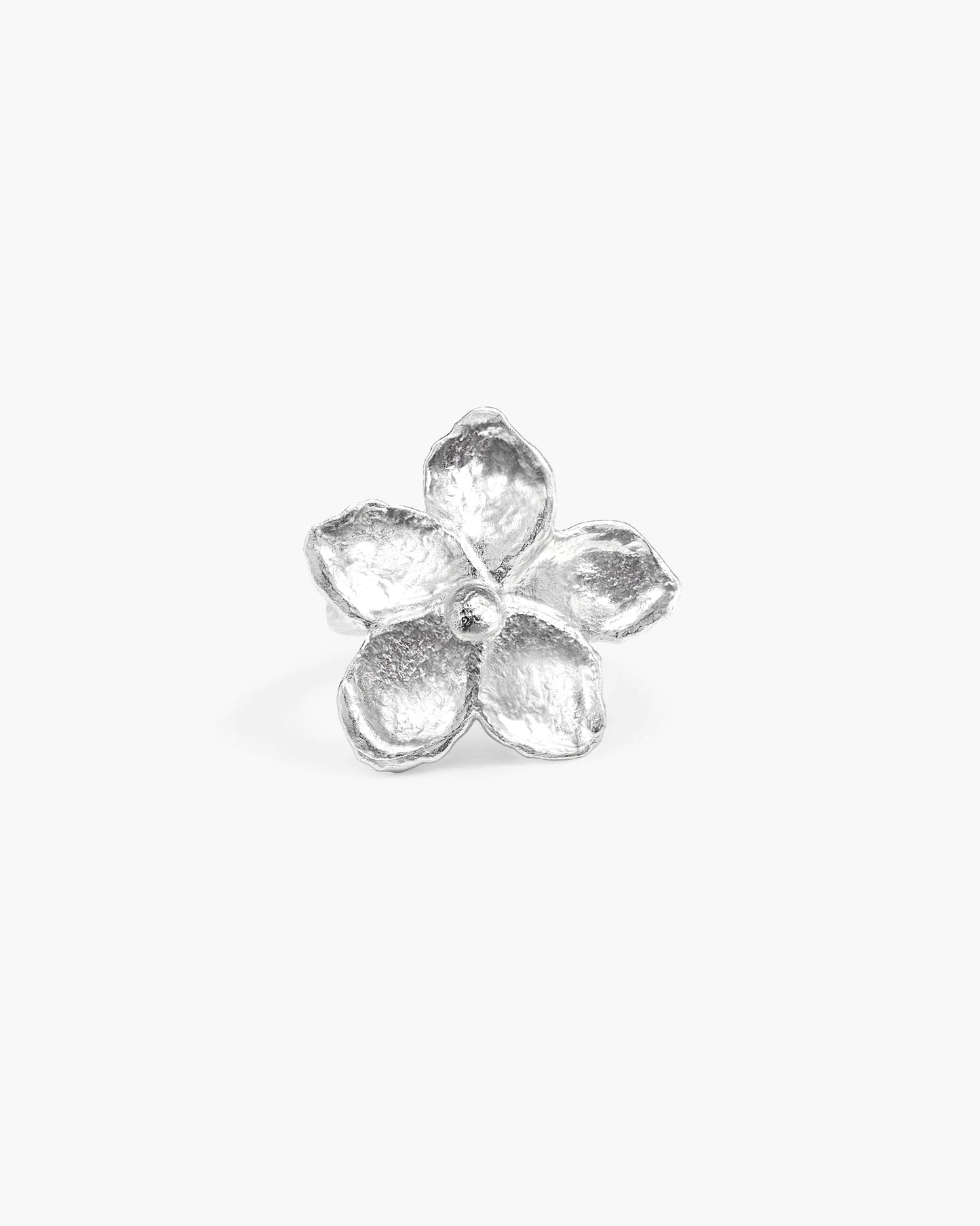 Textured Floral Ring in Silver