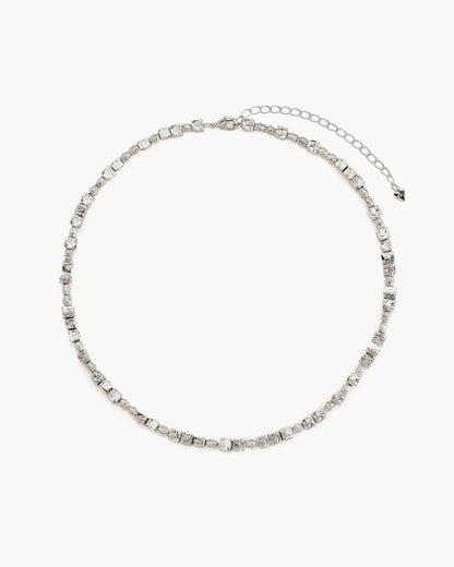 Textured Square Necklace in Silver