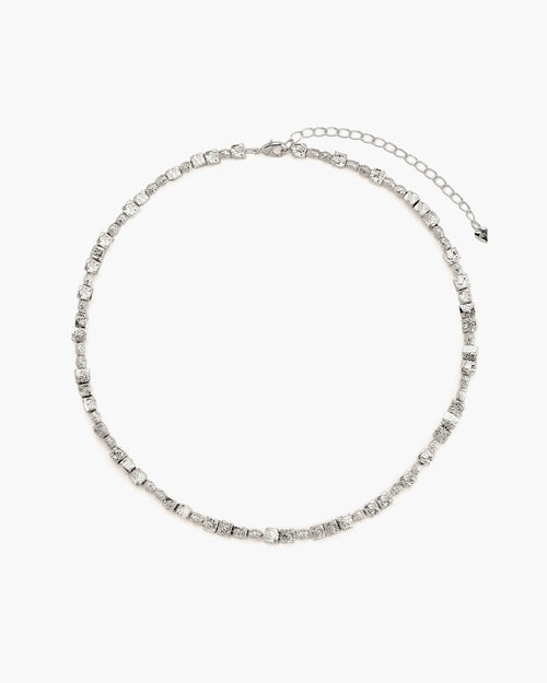 Textured Square Necklace in Silver