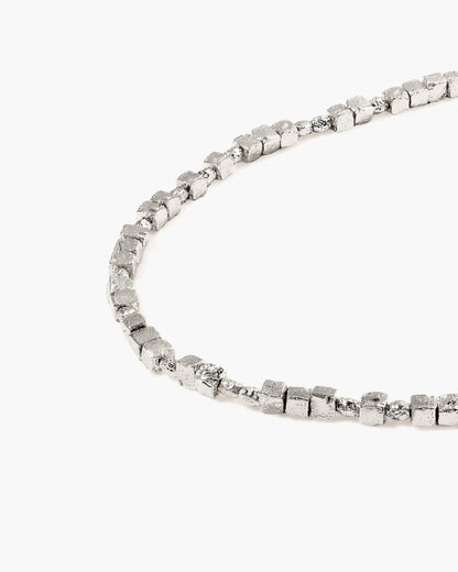 Textured Square Necklace in Silver