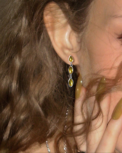 Olive Marquise Earrings in Silver