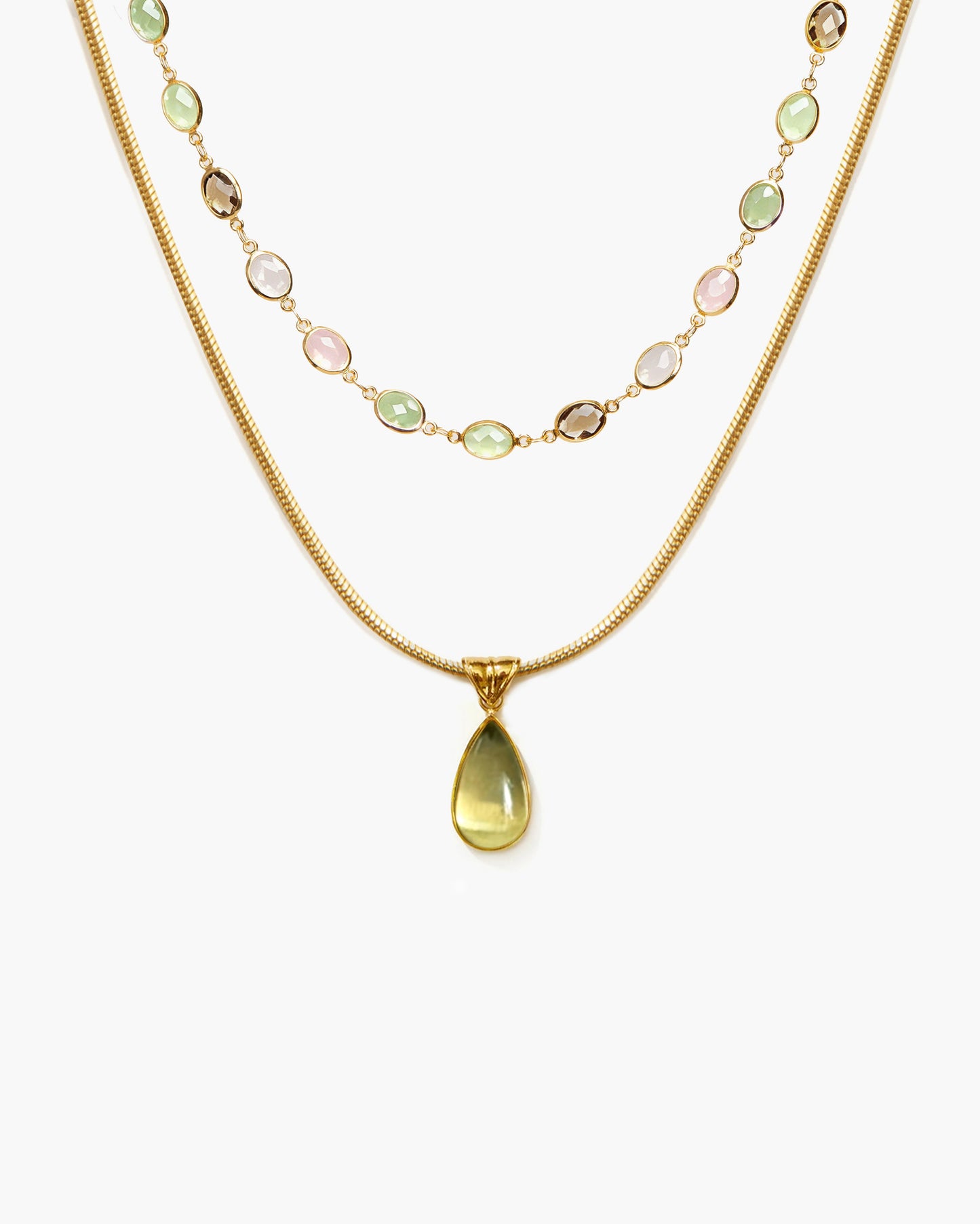 Waterdrop & Whimsical Romance Stone Necklace Set in Silver