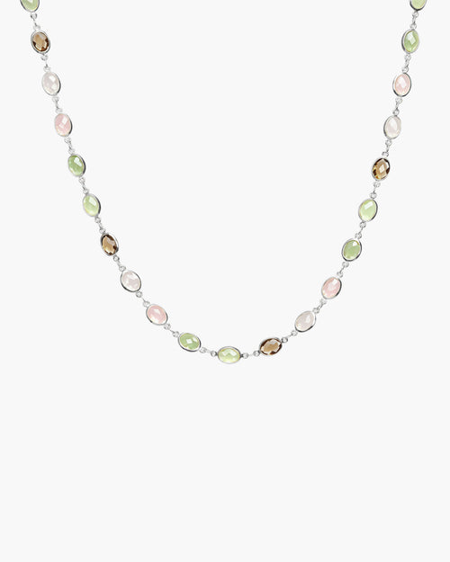 Whimsical Romance Stone Necklace in Silver