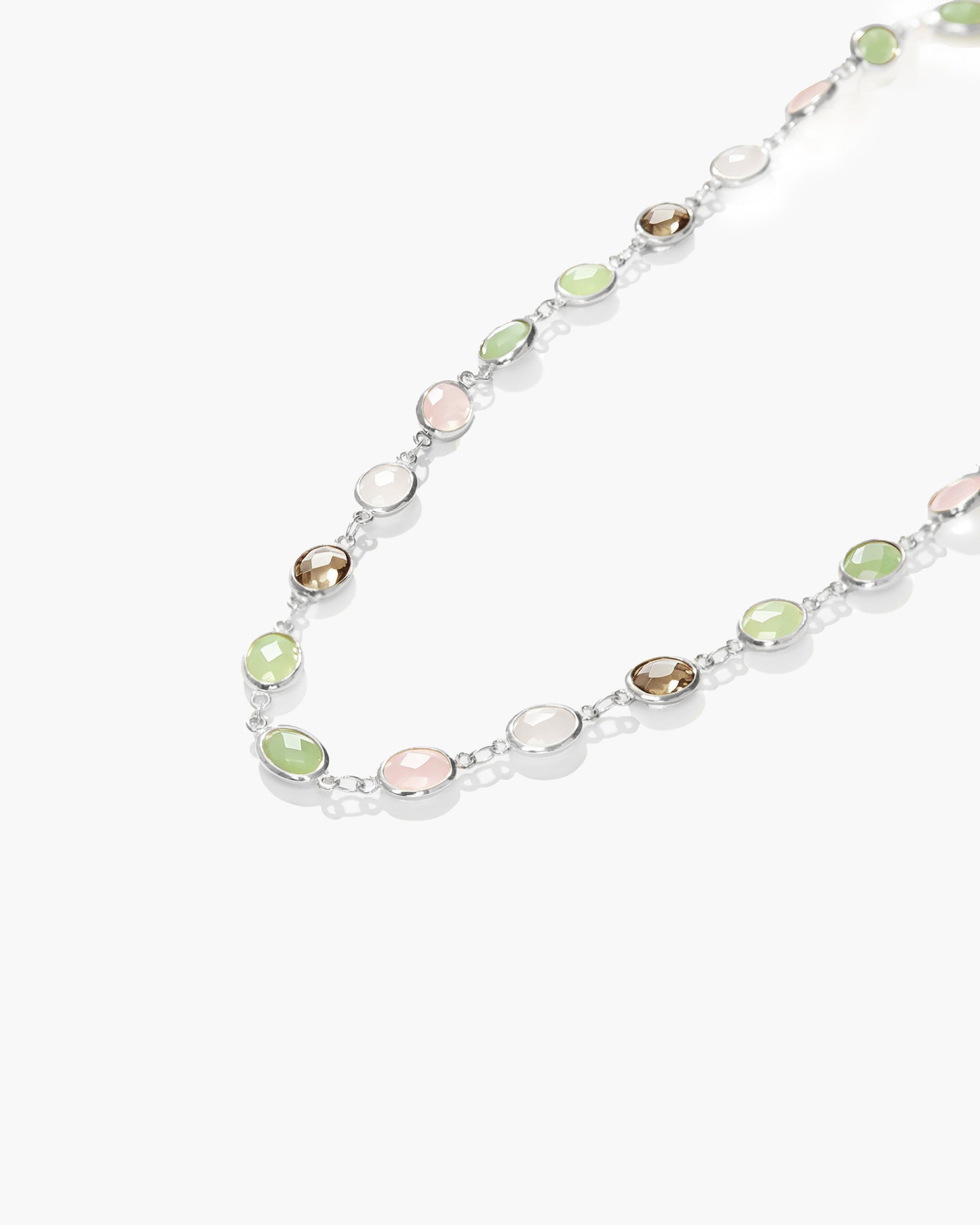 Whimsical Romance Stone Necklace in Silver