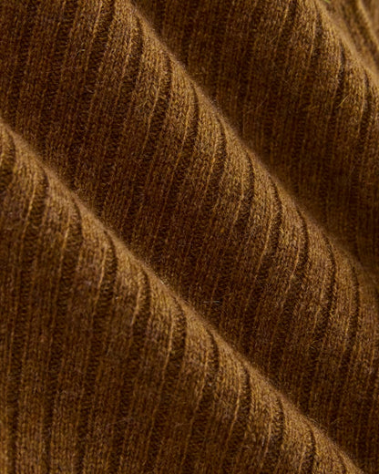 Cashmere Ribbed V-Neck Cardigan | Heathered Toffee