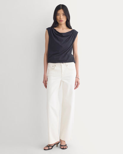 Boatneck Twisted Top in Essential Cotton | Black