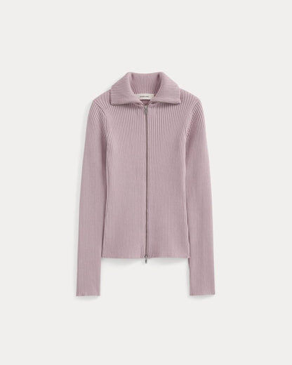 Full-Zip Ribbed Jacket in Everyday Cotton | Burnished Lilac