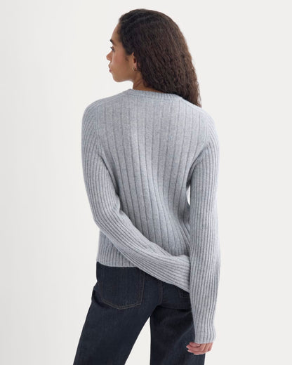 Mix Ribbed Crew in Cashmere | Light Heather Grey