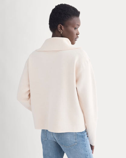 Double Knit Half-Zip in Cotton Merino | Bone/Cream/Sand/Light Camel