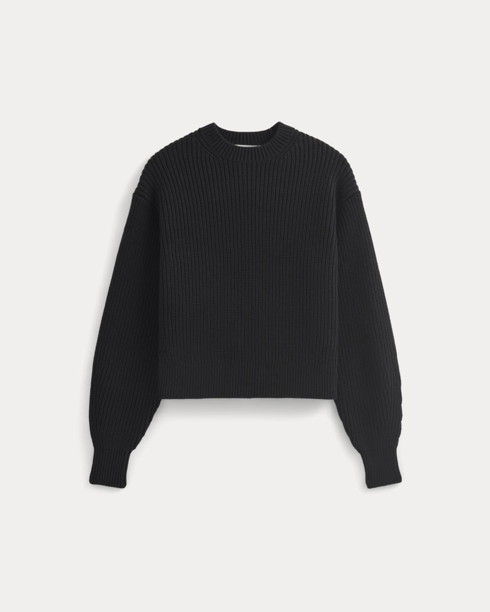 Cropped Ribbed Crew in Everyday Cotton | Black