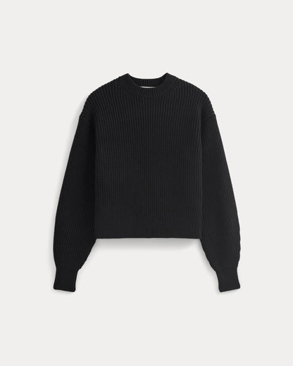 Cropped Ribbed Crew in Everyday Cotton | Black