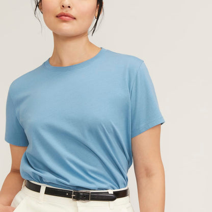 The Box-Cut Tee in Essential Cotton | Heritage Blue | No Pocket