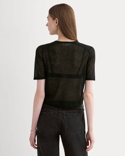 The Air Alpaca™ Short-Sleeve Cardigan | Black