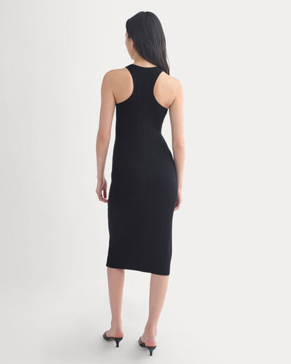 Cutaway Ribbed Midi Dress | Black