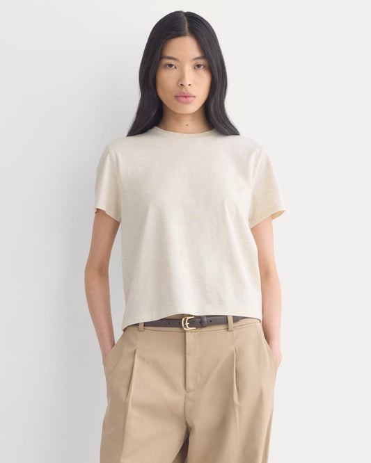 The Box-Cut Tee in Essential Cotton | Heathered Oats | No Pocket