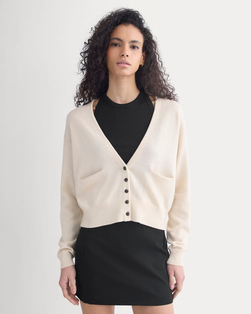 Deep V-Neck Cardigan in Cotton Merino | Canvas