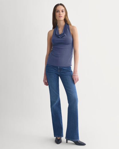 Halter Cowlneck Top in Butterknit | Washed Navy