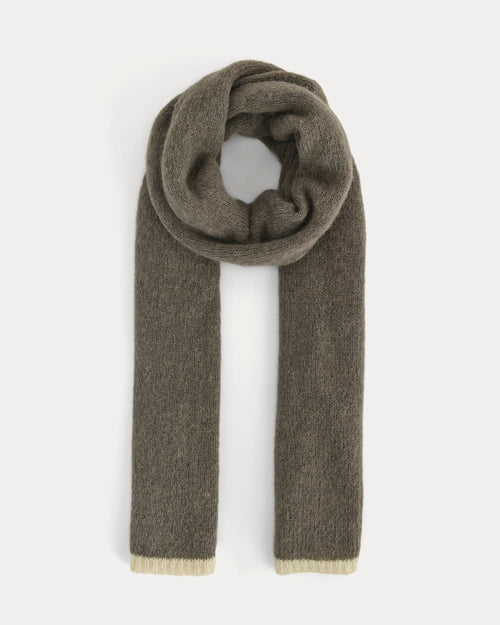 Plush Alpaca Scarf | Mid Grey Heather/ Bone