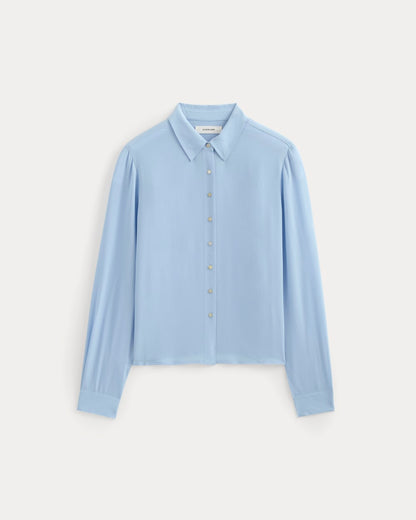 Shrunken Top in Washable Silk | Open Air Blue