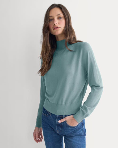 Mockneck Sweater In Ultrafine Merino | Gray Mist