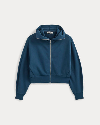 Lightweight Terry Cropped Full-Zip | Blue Wing Teal