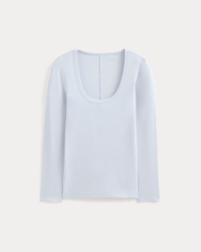 Luxe Rib Deep U-Neck Top | Skywriting