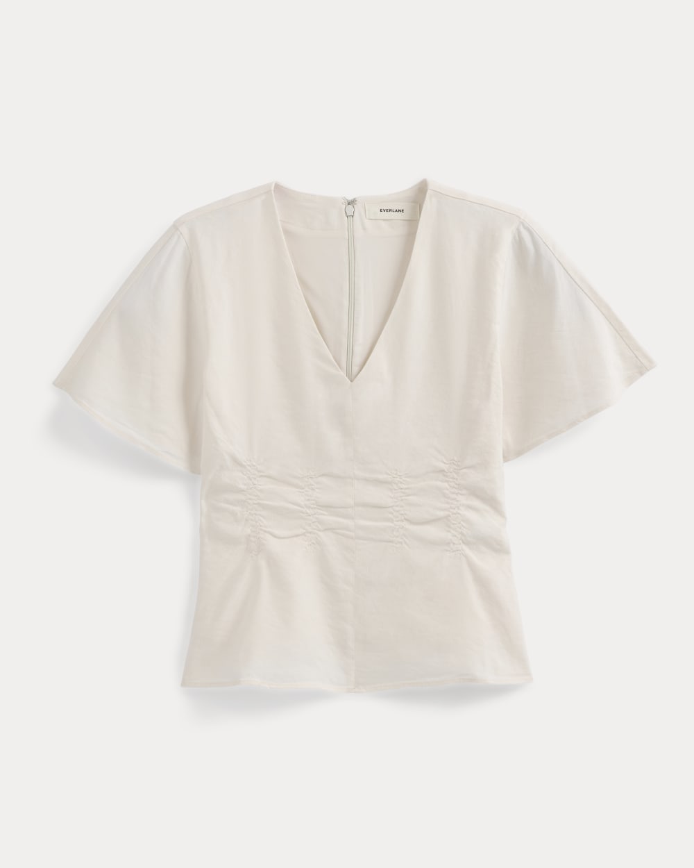 Cinched Top in Stretch Linen | Bone