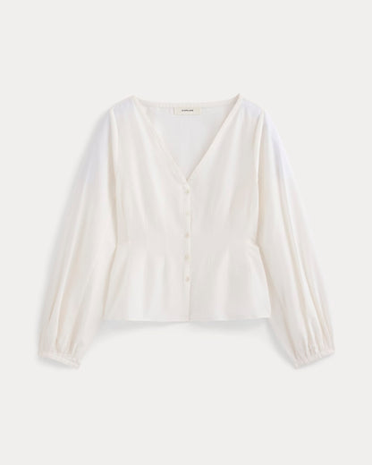 Balloon Sleeve Top in Cotton Silk | Bone