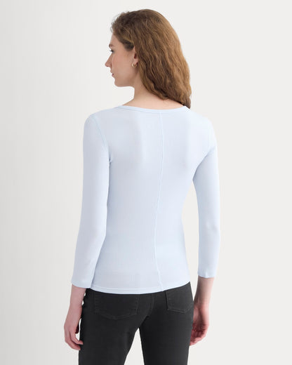 Luxe Rib Deep U-Neck Top | Skywriting