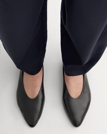 Made in Italy Almond-Toe Flat | Black Leather