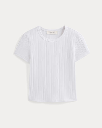 Cropped Crew in Pointelle | White