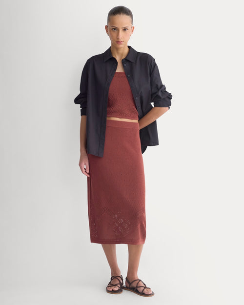 Lace-Knit Maxi Skirt | Henna Red